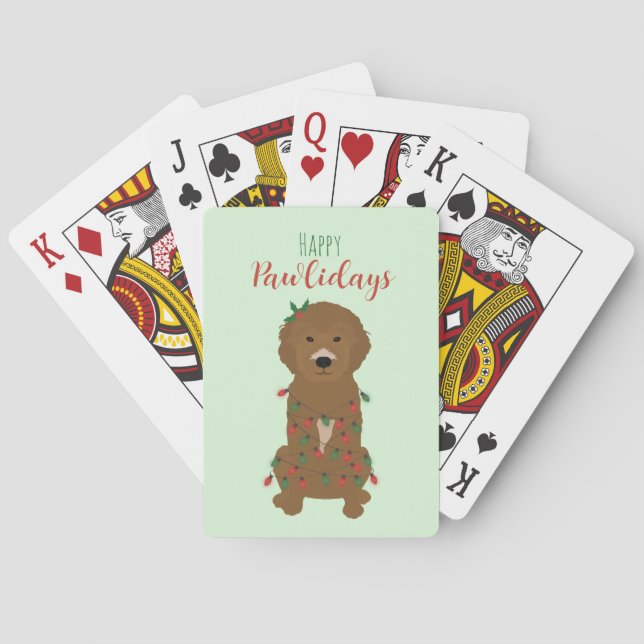 Lycklig Pawlidays Goldendoodle jul Ljus Casinokort (Baksidan)