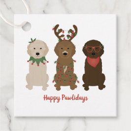 Lycklig Pawlidays Goldendoodle jul Ljus Gåvor Etiketter