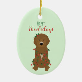 Lycklig Pawlidays Goldendoodle jul Ljus Julgransprydnad Keramik