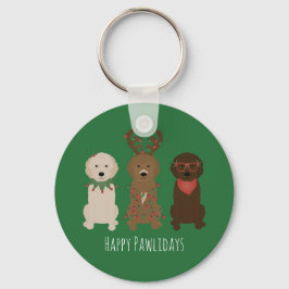 Lycklig Pawlidays Goldendoodle jul Ljus Nyckelring
