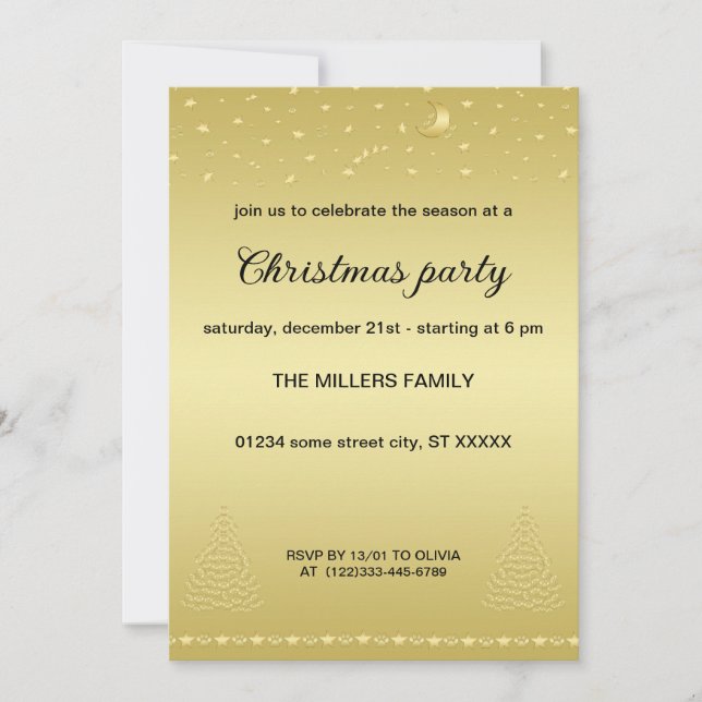 Lycklig Pawlidays, Guld shiny Tass Julgran Inbjudningar (Framsida)