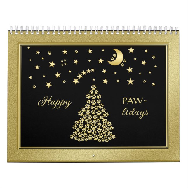 Lycklig Pawlidays, Guld shiny Tass Julgran Kalender (Omslag)