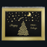 Lycklig Pawlidays, Guld shiny Tass Julgran Kalender<br><div class="desc">Skapat Julgran från hund, ovanför är det ett himmel med måne, och nedanför är ett vackert prydnadsföremål av tassar och stjärnor. Gå in i en värld av festlig glädje med vår insamling av Lycklig Pawlidays! Fira säsongen med glädje, kärlek, och hårigets vänners otvetydiga charm. Vår pawlidays-samling ger liv åt helgdagarnas...</div>