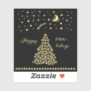 Lycklig Pawlidays, Guld shiny Tass Julgran Klistermärken