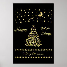 Lycklig Pawlidays, Guld shiny Tass Julgran Poster