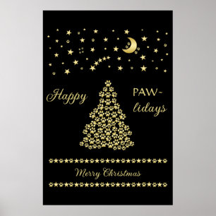 Lycklig Pawlidays, Guld shiny Tass Julgran Poster