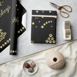 Lycklig Pawlidays, Guld shiny Tass Julgran Presentpapper