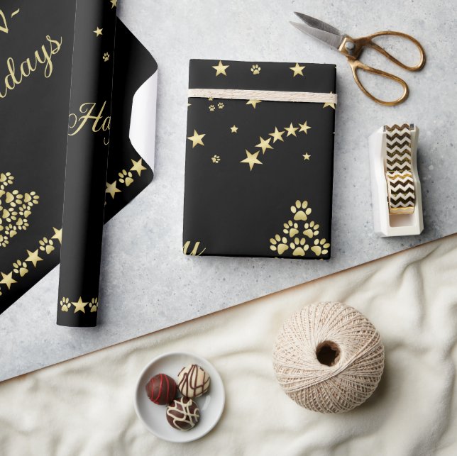 Lycklig Pawlidays, Guld shiny Tass Julgran Presentpapper (Hantverk)