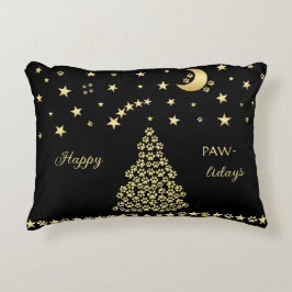 Lycklig Pawlidays, Guld shiny Tass Julgran Prydnadskudde