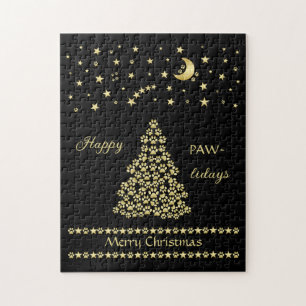 Lycklig Pawlidays, Guld shiny Tass Julgran Pussel