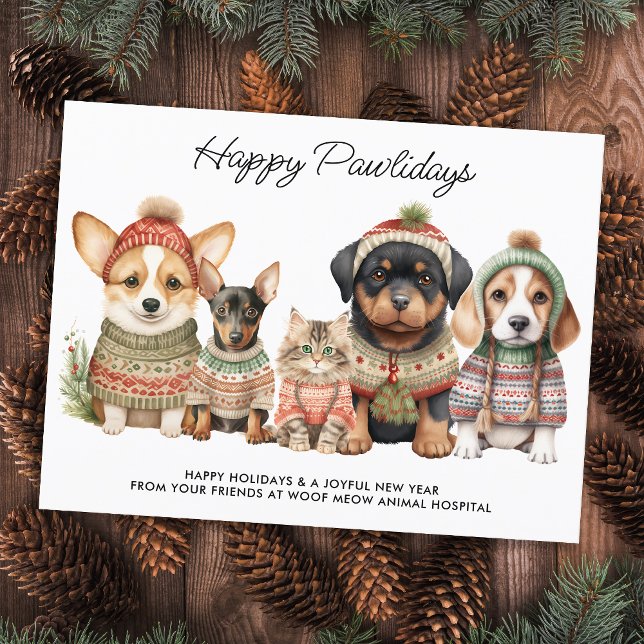 Lycklig Pawlidays-Hund Cat Pet Business Helg Vykort (Skapare uppladdad)