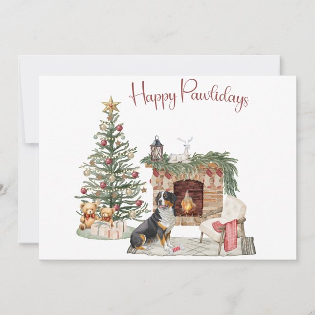Lycklig Pawlidays Hund design-Bernese Mountain Hun Julkort (Framsida)