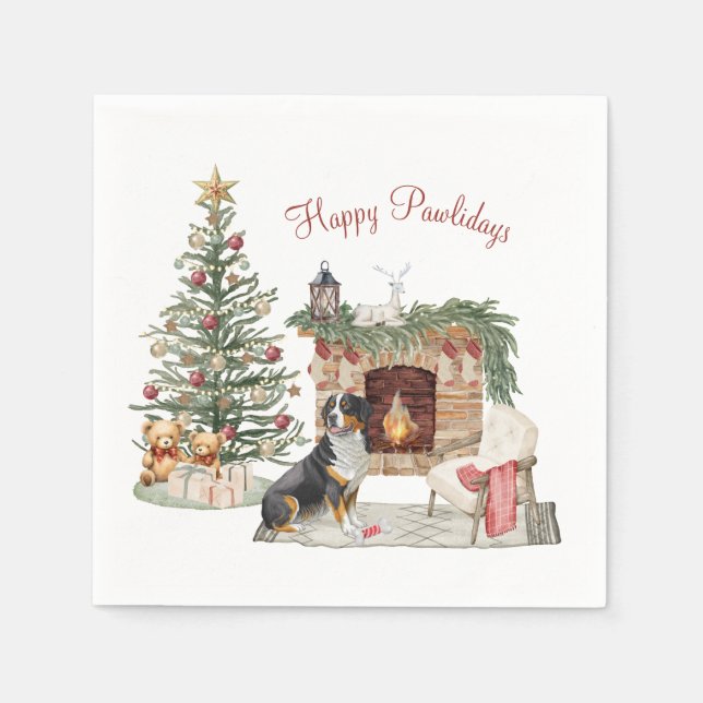 Lycklig Pawlidays Hund design-Bernese Mountain Hun Pappersservett (Framsidan)