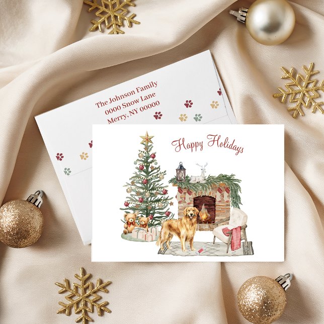 Lycklig Pawlidays Hund design - Golden Retriever Helgkort (Skapare uppladdad)
