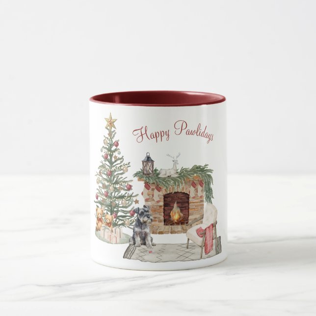 Lycklig Pawlidays Hund design- Miniature Schnauzer Mugg (Center)