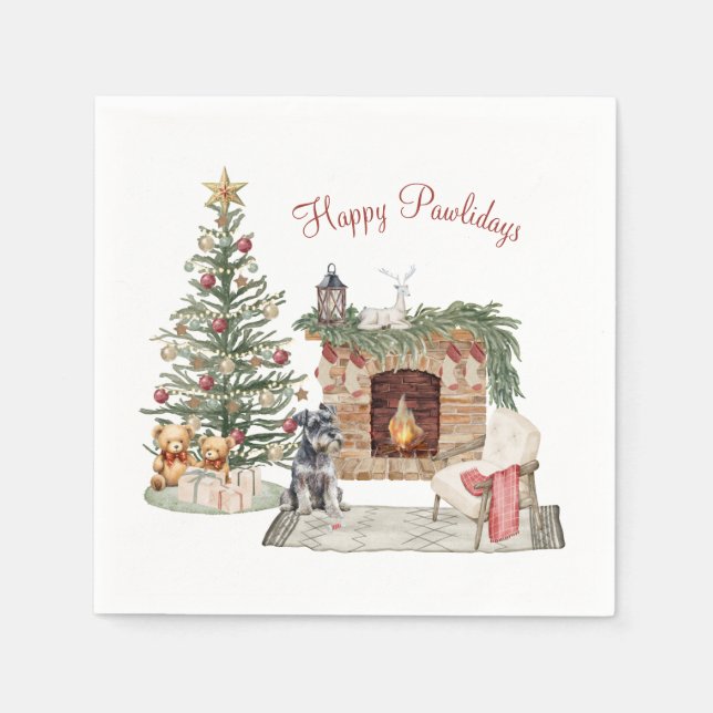 Lycklig Pawlidays Hund design- Miniature Schnauzer Pappersservett (Framsidan)