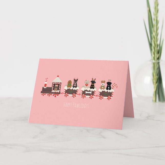 Lycklig Pawlidays Hund jul Helgdag Tåg Helgkort (Framsida)