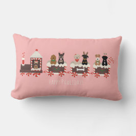 Lycklig Pawlidays Hund jul Helgdag Tåg Lumbarkudde