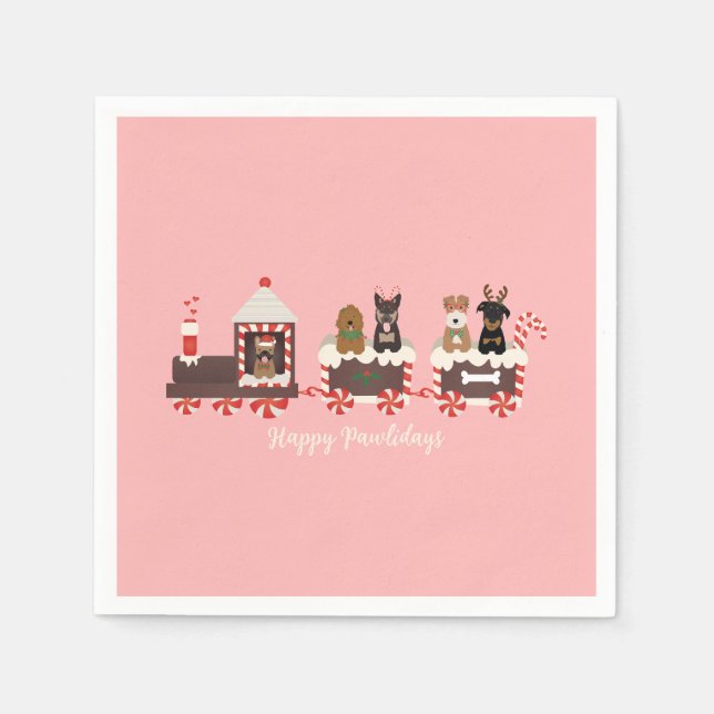 Lycklig Pawlidays Hund jul Helgdag Tåg Pappersservett (Framsidan)