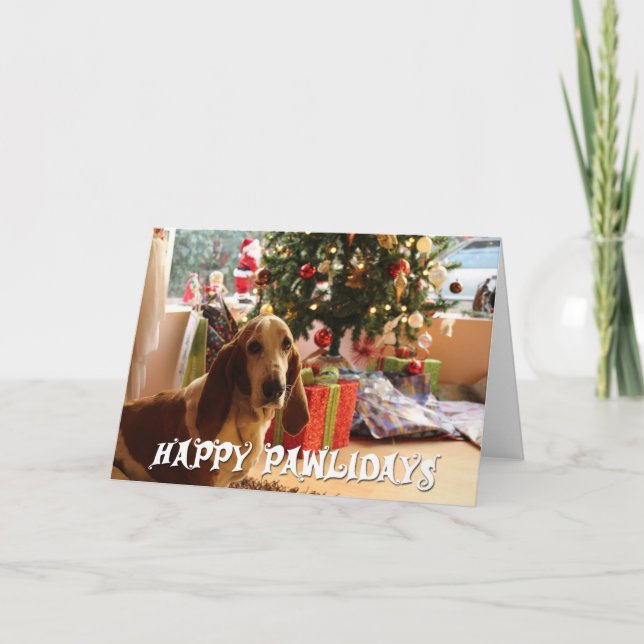 Lycklig Pawlidays-Hund jul - lägg till HUND FOTO Kort (Framsida)