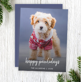 Lycklig Pawlidays | Hund Julens moderna Cute Blue Julkort