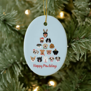 Lycklig Pawlidays Hund Julgran Julgransprydnad Keramik