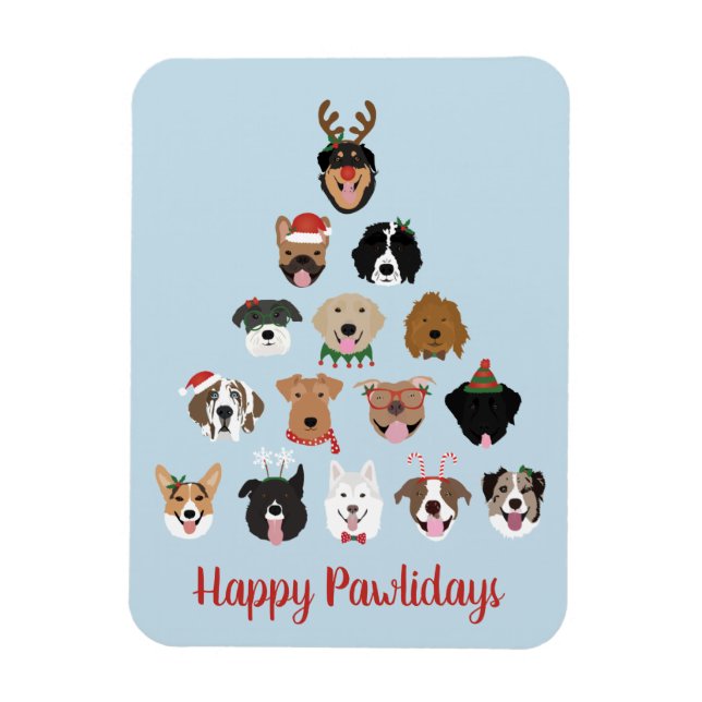 Lycklig Pawlidays Hund Julgran Magnet (Vertikal)