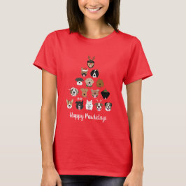 Lycklig Pawlidays Hund Julgran T Shirt