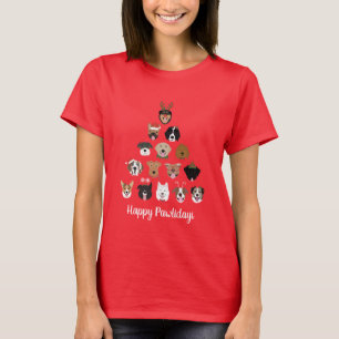 Lycklig Pawlidays Hund Julgran T Shirt