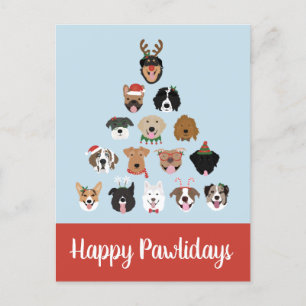 Lycklig Pawlidays Hund Julgran Vykort