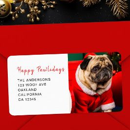 Lycklig Pawlidays Hund Pet Photo jul Adress Adressetikett