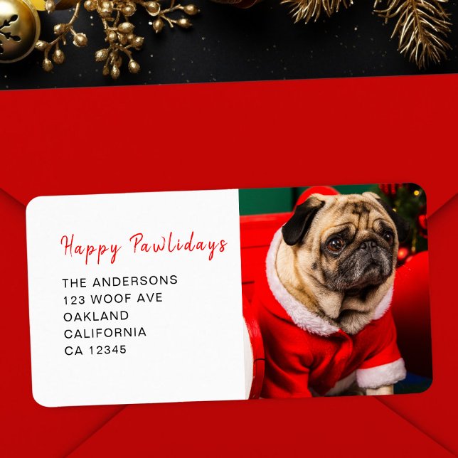 Lycklig Pawlidays Hund Pet Photo jul Adress Adressetikett (Skapare uppladdad)
