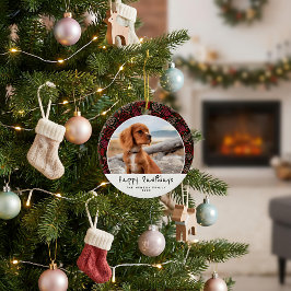 Lycklig Pawlidays Hund Pet Photo One Line jul Julgransprydnad Keramik