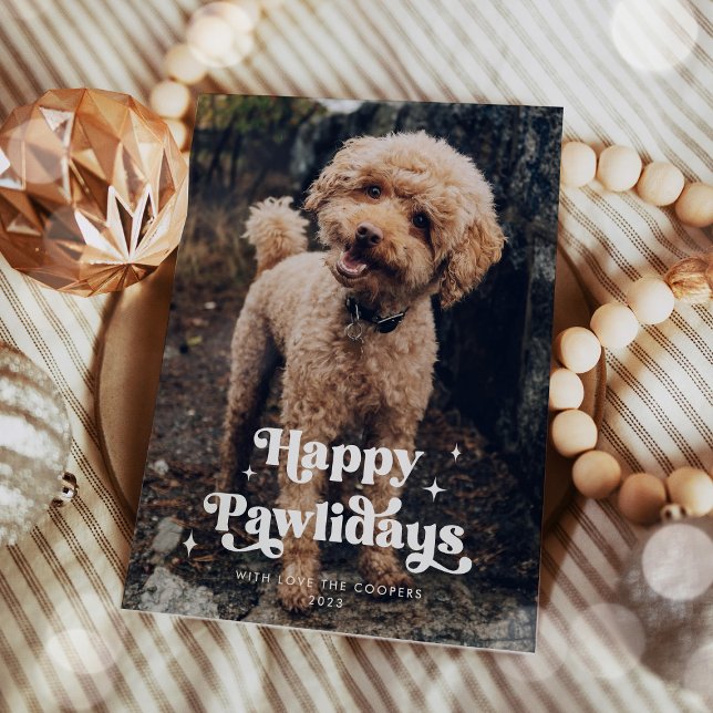 Lycklig Pawlidays Hund Photo Funny jul Julkort (Skapare uppladdad)