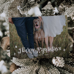Lycklig Pawlidays Hund Vågrät Foto jul Julkort