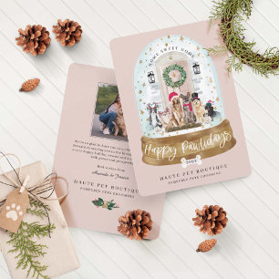 Lycklig Pawlidays Hundar Djuromsorg Business Rosa Julkort