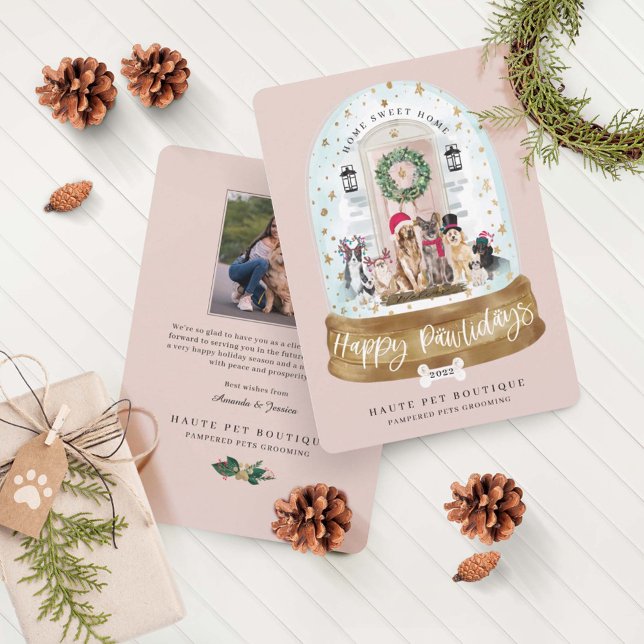 Lycklig Pawlidays Hundar Djuromsorg Business Rosa  Julkort (Skapare uppladdad)