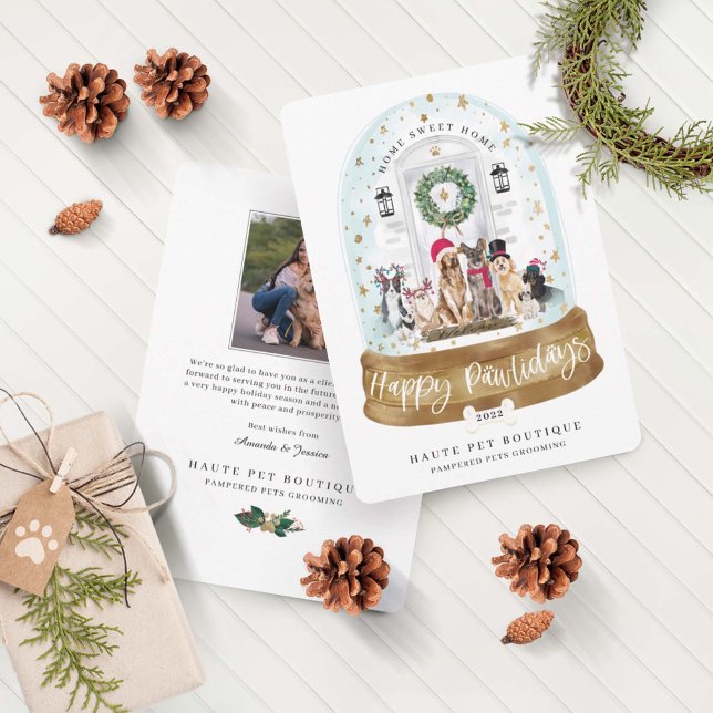 Lycklig Pawlidays Hundar Djuromsorg Business White Julkort (Skapare uppladdad)