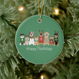 Lycklig Pawlidays Hundar Red Grönt Julgransprydnad Keramik