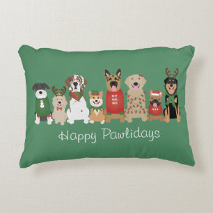 Lycklig Pawlidays Hundar Red Grönt Prydnadskudde