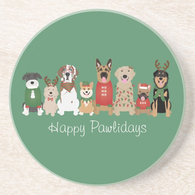 Lycklig Pawlidays Hundar Red Grönt Underlägg (Framsidan)