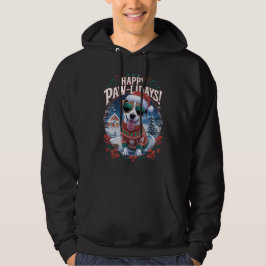 Lycklig Pawlidays Jack Russell God jul Hoodie