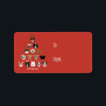 Lycklig Pawlidays jul jul Hund Ansikte Träd Adressetikett<br><div class="desc">Illustration av många olika raser av hundar. De är klädda i Helgdag. Dessa hundar används för att skapa formen av ett Julgran för Julhelgen.</div>