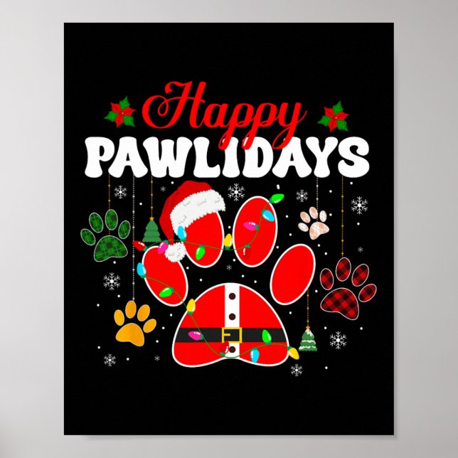 Lycklig Pawlidays-jul-Ljus-Tass-djuret Hund Lo Poster (Framsidan)