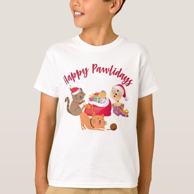 Lycklig Pawlidays-julafton Party T Shirt (Framsida)