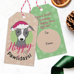 Lycklig pawlidays Juldag Tecknad gullig igg hund Presentetikett