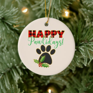 Lycklig Pawlidays Julgåva till Hund älskare Julgransprydnad Keramik