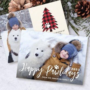 Lycklig Pawlidays Julgran 2 Photo Pet Puppy Julkort