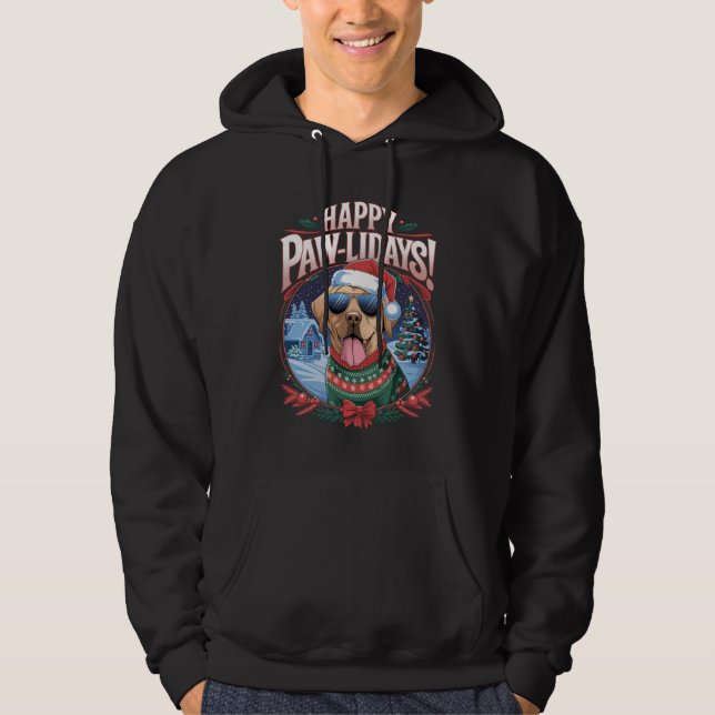 Lycklig Pawlidays Labrador God jul Helgdagar Hoodie (Framsida)