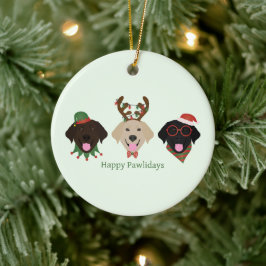 Lycklig Pawlidays Labrador Retriever Hundar Julgransprydnad Keramik